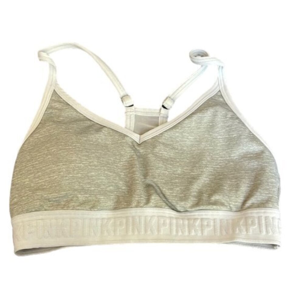 Victoria’s Secret Pink Gray & White Racerback Sports Bras Size Small EUC #6524